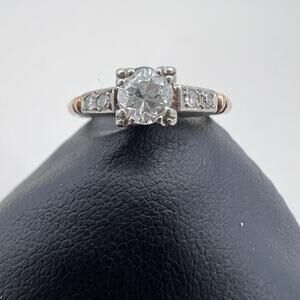 Vintage Women’s Engagement Ring 14K Solid Yellow Gold .47ct Nat Diamonds Size 6